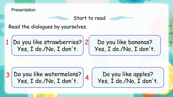 Unit 5 Do you like pears？ Part B Start to read & C