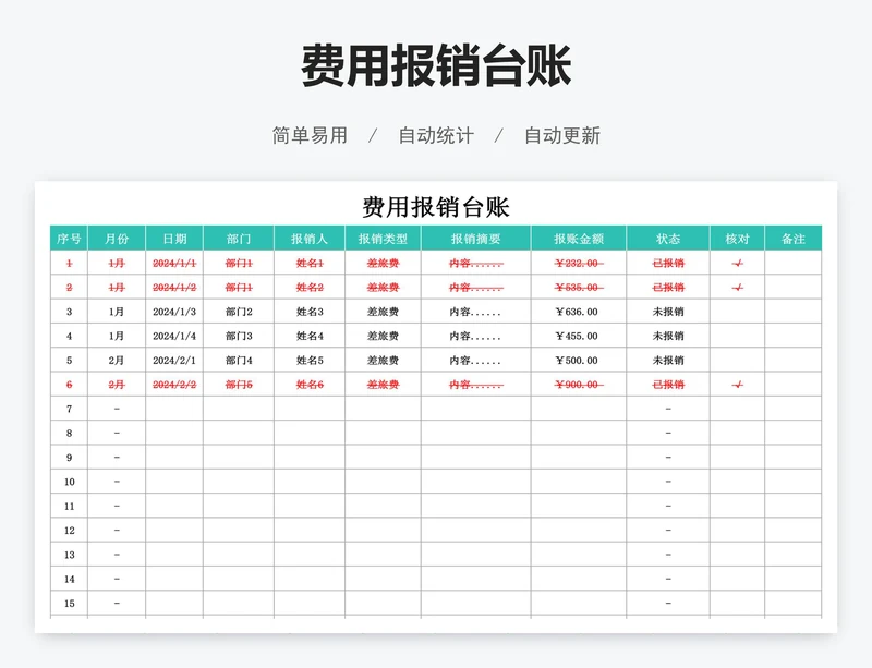 费用报销台账