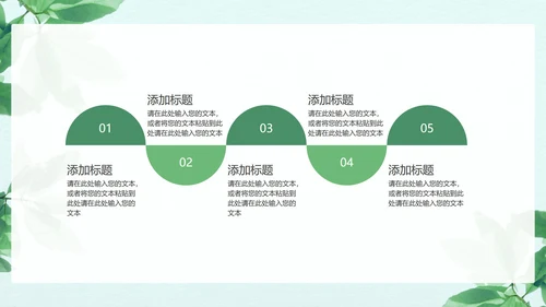 小清新简约树叶总结汇报PPT模板