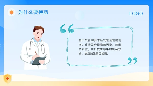 蓝色卡通气管切开换药流程PPT模板宣传PPT动态PPT