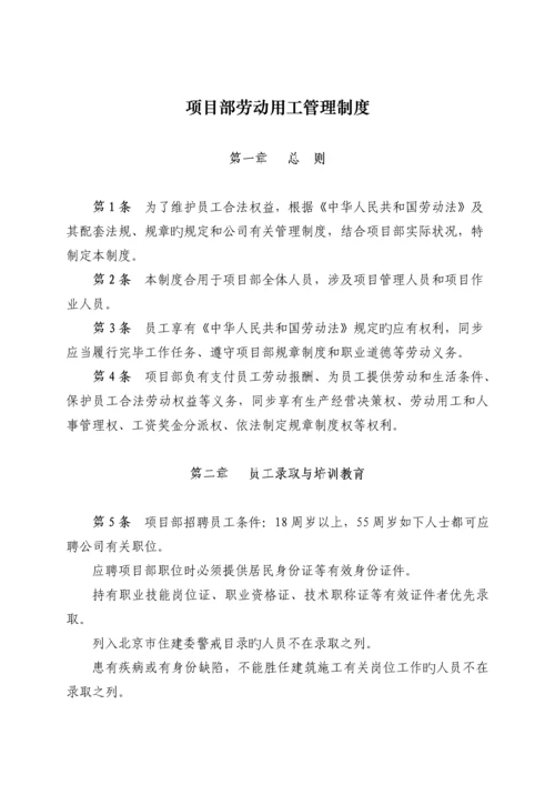 专项项目部劳动用工管理新版制度.docx
