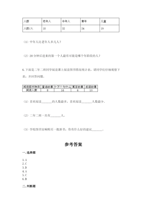 苏教版二年级下册数学第八单元 数据的收集和整理（一） 测试卷精选答案.docx