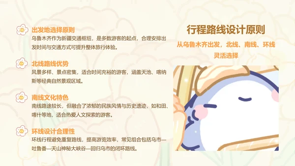 芳菲呆呆鲨橙色卡通风新疆旅游攻略