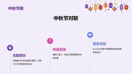 紫色卡通插画中秋节传统文化讲解PPT模板