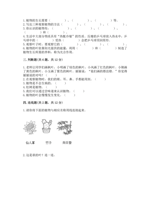 教科版科学一年级上册第一单元《植物》测试卷（夺冠）word版.docx