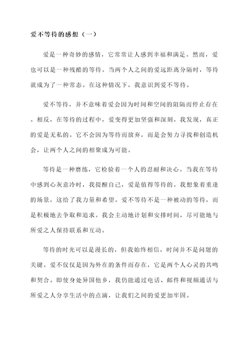 爱不等待的感想