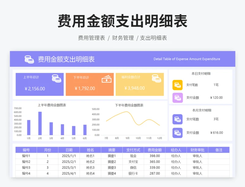费用金额支出明细表