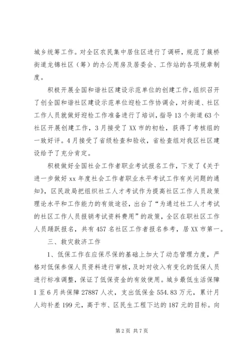 民政局二0一四年上半年工作总结及下半年工作安排 (4).docx