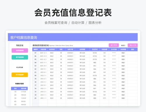 会员充值信息登记表（档案）（查询）