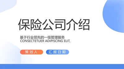 蓝色简约大气保险公司工作总结PPT