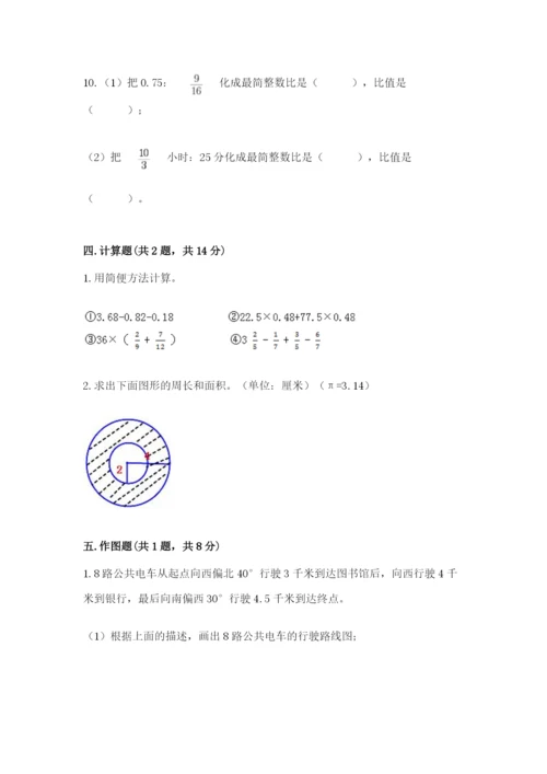 2022六年级上册数学期末测试卷含完整答案【考点梳理】.docx