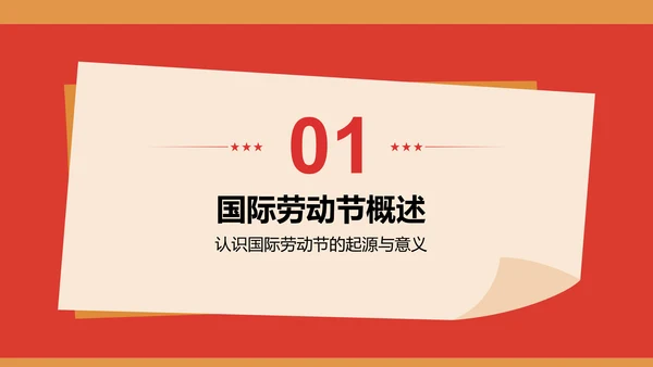 红色插画风国际劳动节介绍PPT模板