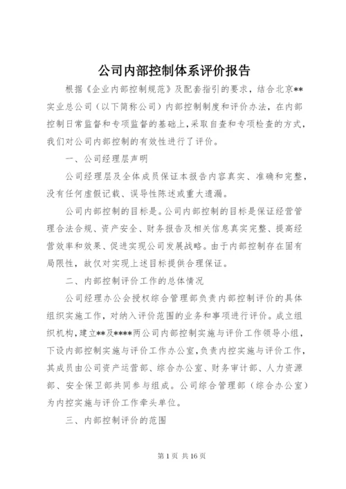 最新精编之公司内部控制体系评价报告.docx