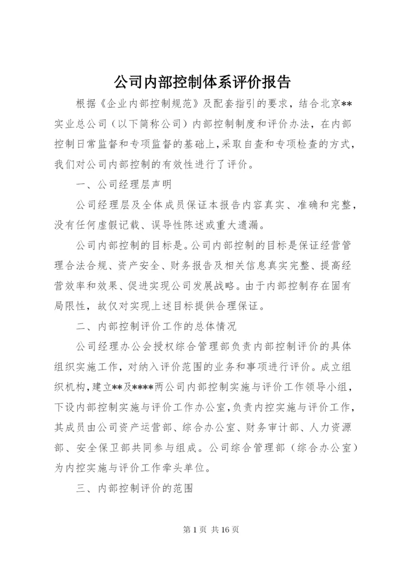 最新精编之公司内部控制体系评价报告.docx