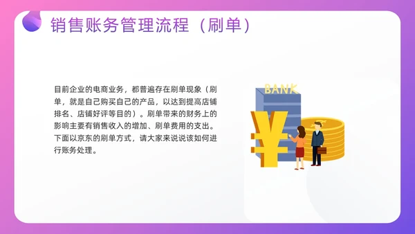 紫色插画电商行业会计处理流程PPT模板宣传PPT动态PPT财务知识培训