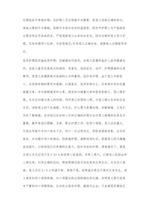 优质护理在小儿急性阑尾炎术后护理中的应用分析.docx