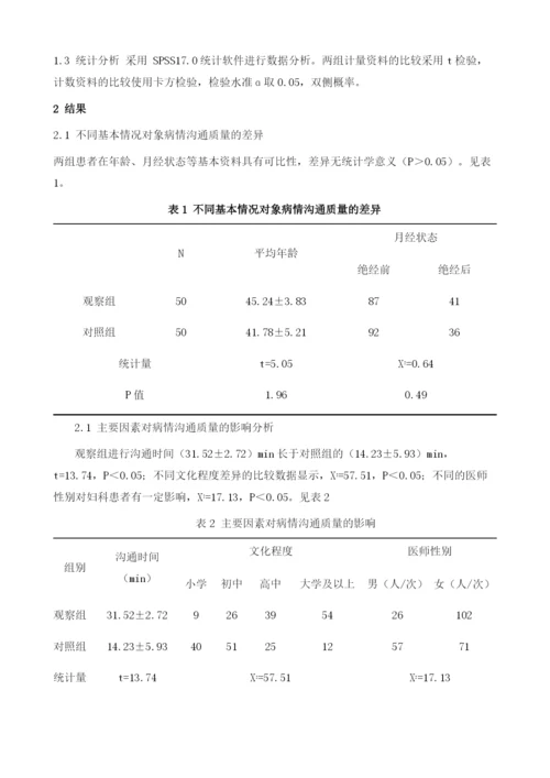 妇科医师沟通策略在患者诊治过程中的应用实效.docx