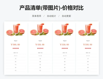 产品清单(带图片)-价格对比表