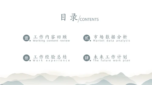 层峦叠嶂水墨远山中国风通用PPT模板