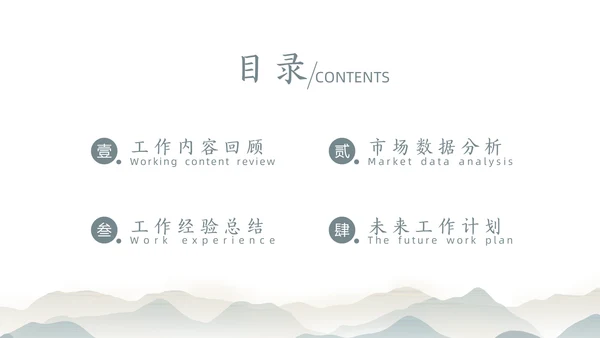 层峦叠嶂水墨远山中国风通用PPT模板