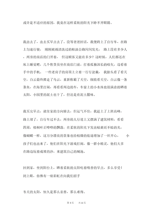 描写冬日暖阳的作文