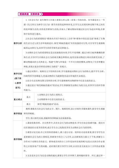 5.2.3社会行为【2024秋人教八上生物精彩课堂（素材+教案+导学案）】