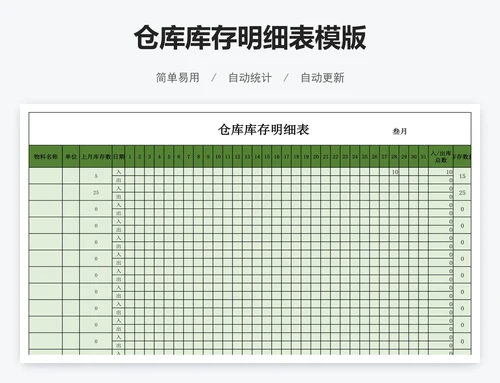 仓库库存明细表模版
