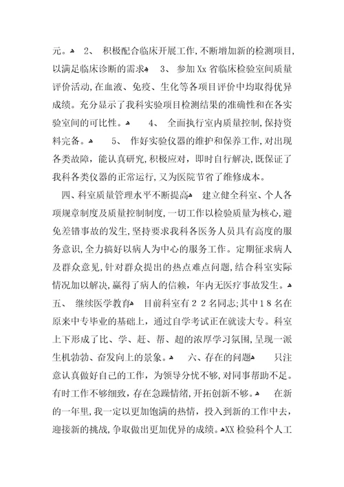 XX检验科个人工作总结-1