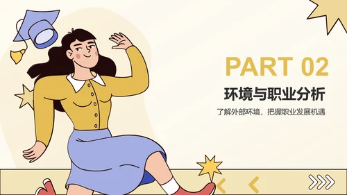 黄色插画风大学生职业发展规划PPT模板