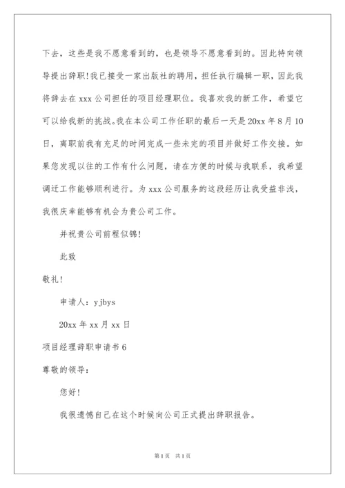 2022项目经理辞职申请书.docx