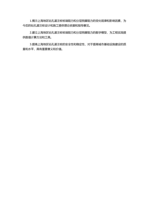 上海地区钻孔灌注桩桩端阻力与分层侧摩阻力研究的开题报告.docx