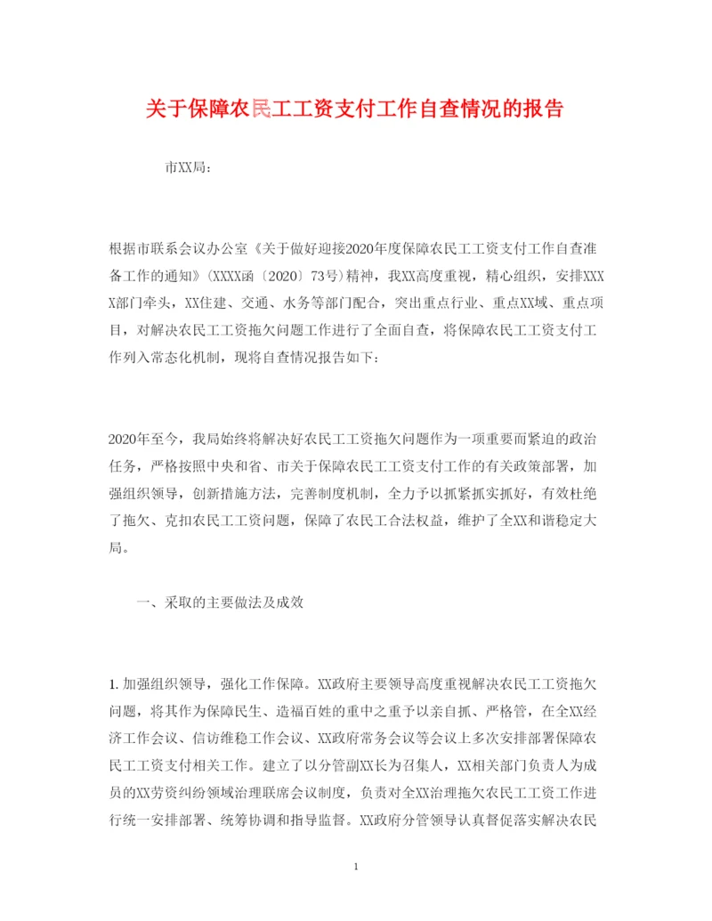 2022关于保障农民工工资支付工作自查情况的报告.docx