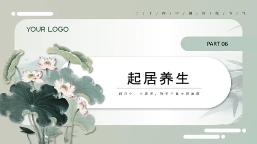 绿色中国风小满节气介绍通用模板