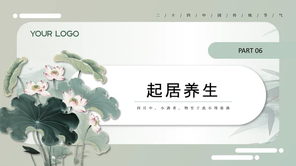 绿色中国风小满节气介绍通用模板