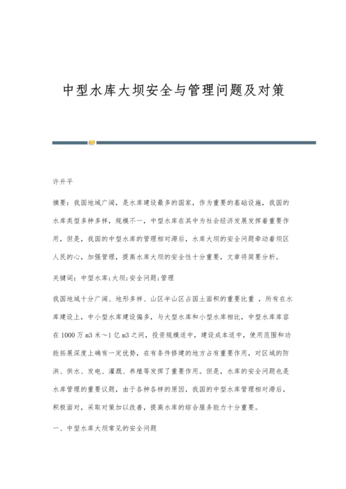 中型水库大坝安全与管理问题及对策.docx