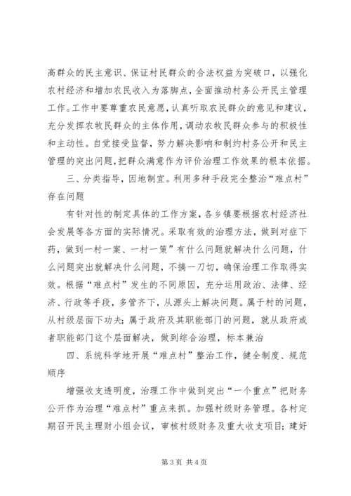 县村务公开难点村治理发言稿.docx