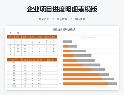 企业项目进度明细表模版