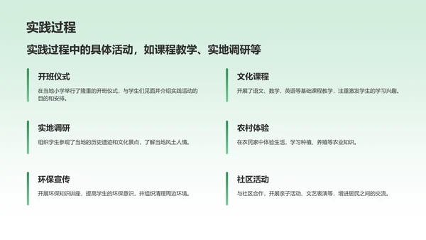 绿色商务风三下乡社会实践总结与展示PPT模板