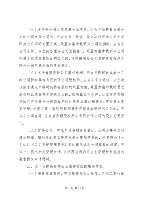 关于做好公司合并分立登记支持企业兼并重组的意见.docx