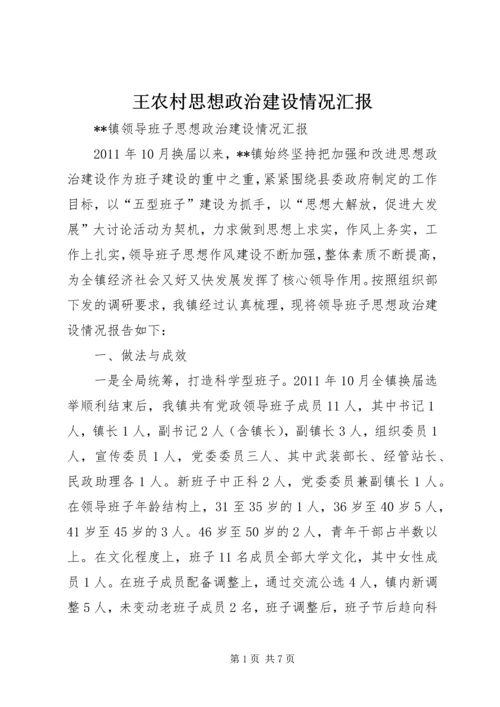 王农村思想政治建设情况汇报 (3).docx