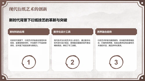 棕色中国风非遗衍纸技艺赏析PPT模板
