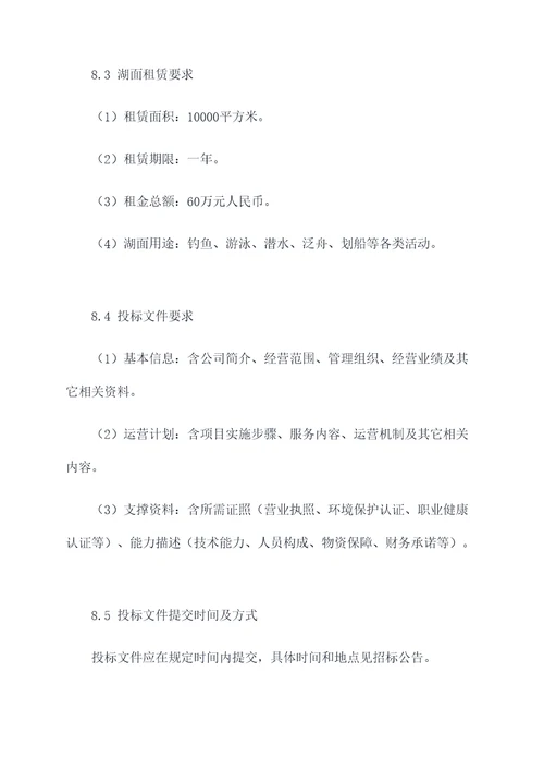 湖面出租招标方案模板