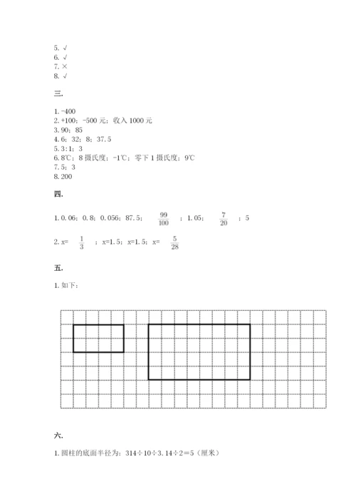 人教版数学六年级下册试题期末模拟检测卷（精品）.docx