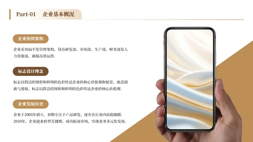 白金色简约风企业介绍通用PPT模板