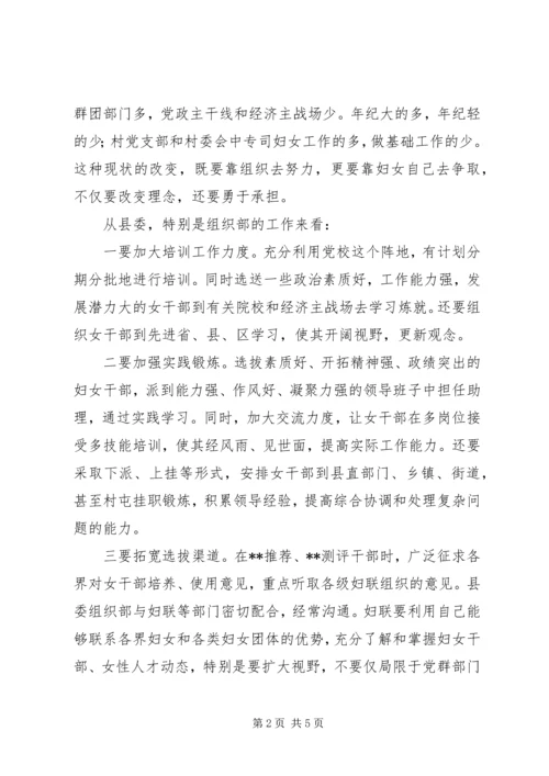 县委领导在妇女领导干部迎“三八”座谈会上的讲话 (3).docx