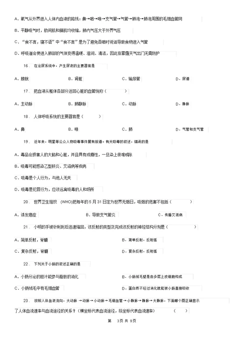 兰州市七年级下学期期末生物试题C卷