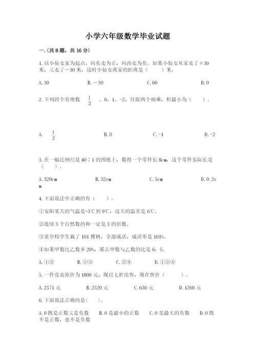 小学六年级数学毕业试题附答案（轻巧夺冠）.docx