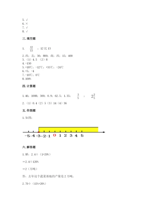 人教版六年级下册数学期末测试卷含答案（巩固）.docx