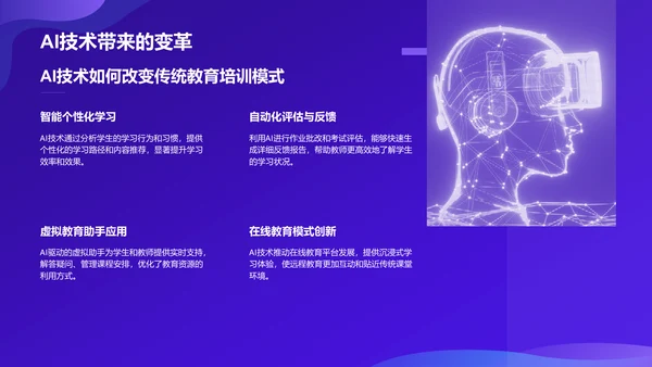 紫色科技风教育培训AI技术PPT模板