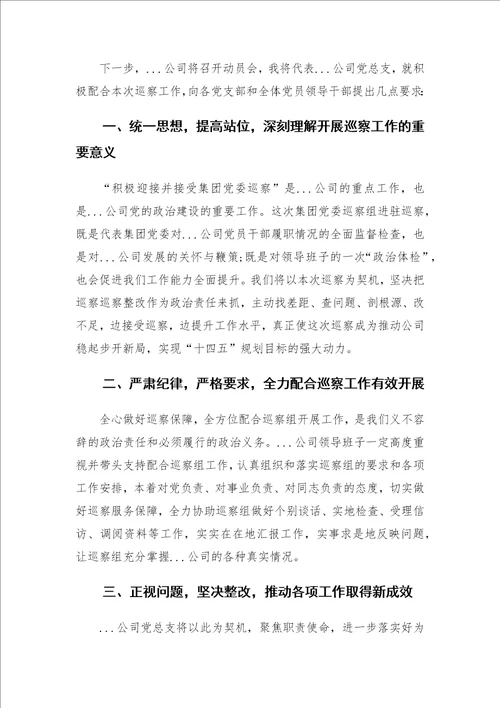 巡察工作见面会表态发言